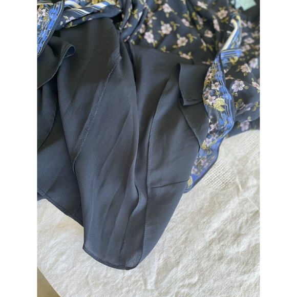 CeCe navy&violet floral long sleeve lined polyester knee length dress sz 8 comfy - Picture 9 of 10